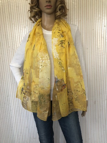 Foulard écharpe soie jaune - foulard,
