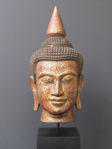Tête bouddha bois - bouddha,