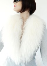 Fourrure Écharpe fuchs Étole Col Manteau Filets Veste Mariée Cape Laine Blanche