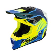 Casque Cross Helmet  Moto Quad Homologué Jaune Fluo Bleu S818