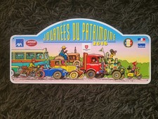 PLAQUE DE RALLYE PLASTIQUE JOURNÉES DU PATRIMOINE 2018 MOTO BUS TRACTEUR SCOOTER