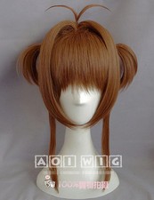Card-captor Sakura Cosplay perruque perruque courte marron brown tresse tail ...
