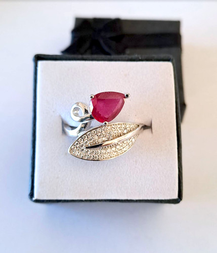 Bague rubis véritable argent
