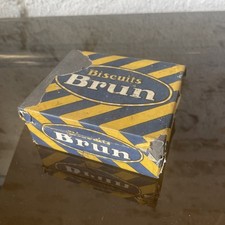 Boite ancienne Biscuits BRUN échantillon- Papier fragile avec des manques