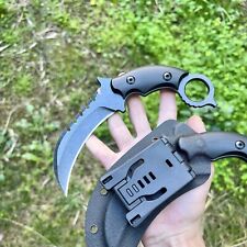 Couteau Karambit Massif Etui Kydex Acier D2 Micarta Griffe Ring Knife Edc