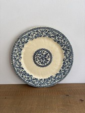 Ancien Plat à Gateau/Assiette en faïence de Gien Modèle Rouen Feuillages Bleus