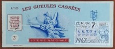 Billet de loterie nationale 1967 7e tr Gr6 Les Gueules Cassées - Perrine