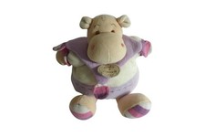 Peluche hippopotame marron blanc violet Doudou et Compagnie
