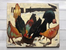  Poules Et Dindon Nature Morte Signee O.Stephane Bresse