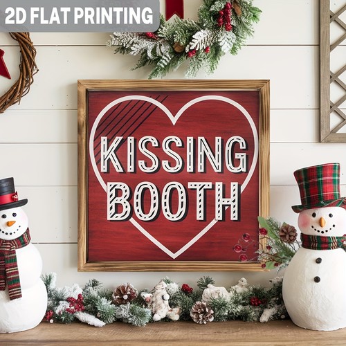 Kissing booth red heart wooden - kissing,