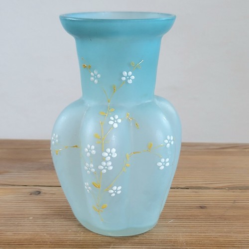 Vase bleu verre - vase, givré