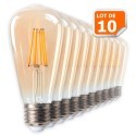 Lot de 10 Ampoules  LED Style Vintage Teardrop ST64 Doré 7 Watts Blanc Très Chau