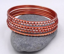 6 bracelets bracelet Bollywood sari folklore bijoux orange paillettes bracelet Inde