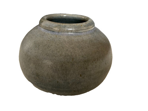 Vase boule grès email bleuté - vase,