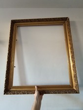 Ancien Grand Cadre Photo Miroir Bois Doré Or Vintage Brocante 92 cm À Restaurer