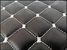 Tapis sur Mesure en Cuir Faux Noir avec Accent Blanc Contraste Style Moderne