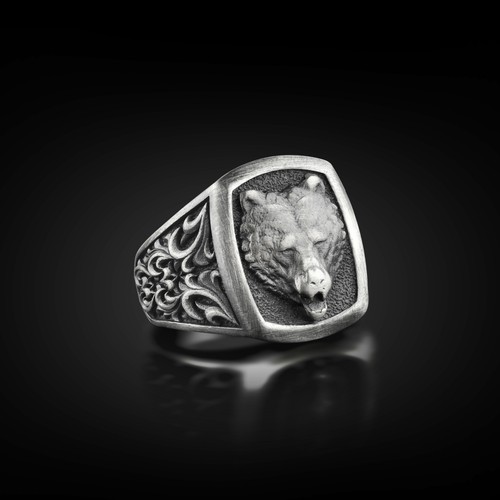 Bague chevalière homme marron