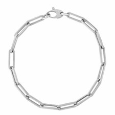 Bracelet En Liens De Trombone En Papier 6Mm En Or Blanc 14K 7,5"