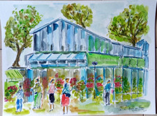 Aquarelle paris marche - aquarelle,