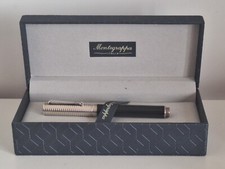 Montegrappa - Duetto noir Capuchon en argent strié 925  Stylo à bille roulante