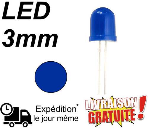 Lot led 3mm - 50, bleu