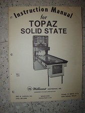 FLIPPER WILLIAMS 1970 MANUEL TECHNIQUE - TOPAZ - MANUAL INSTRUCTION + SUPPLEMENT