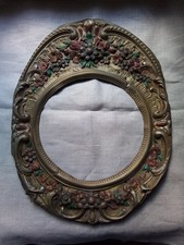 Ancien fronton polychrome pour comtoise. Fleurs.