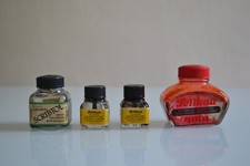 lot de 4 ancien flacon d'encre