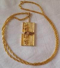 BIJOU VINTAGE COLLIER PLAQUÉ OR JAUNE CHAINE PENDENTIF # K26