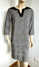 robe T38 devernois pied de poule vol v faux cuir coupe droite habillée 75!