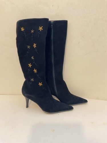 Bottes cuir daim noir - cuir, et