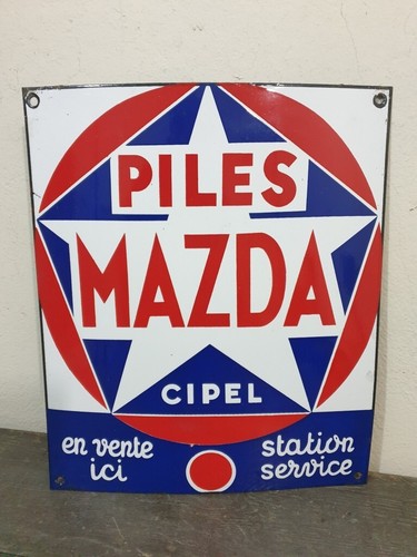 Plaque émaillée piles mazda - piles,
