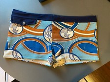 Mini short femme vintage bleu ciel, Porto Rico motif années 60 70 S/M (taille 4)