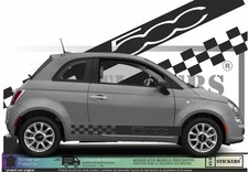 Pour FIAT 500 bandes latérales damier Autocollant décoration  stickers Decals