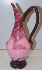 -VASE SOLIFLORE PATE de VERRE ANDRE DELATTE NANCY MARMOREEN MAUVE & ROSE     D