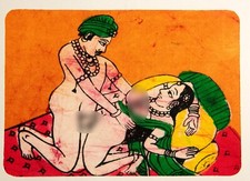 Tenture Kamasutra Batik - Miniature Érotique Indienne - Décor Love Room # 7968