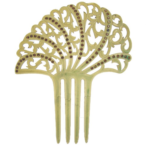 Light amber mantilla hair comb - light,