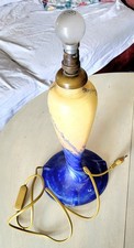 Pied de lampe signé A France  Pâte De Verre Bleu Et Jaune XX siècle