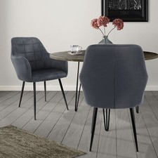 Chaise salle à manger tendance rétro moderne fauteuil velours pieds métalliques