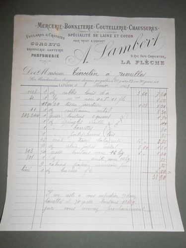 Ancienne facture lambert la - facture,
