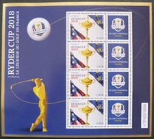 Bloc feuillet n° 144 – Sport Golf Ryder Cup bleu émis en 2018