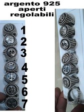 Bague Homme Argent 925 Croix Malte Fer Cheval Ancre Gouvernail 4fog Réglable