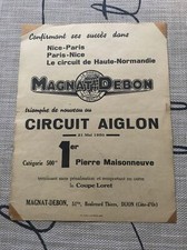 Affiche Moto Magnat Debon Course Circuit Aiglon 1950  Ancienne Maisonneuve