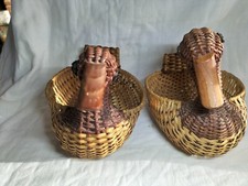 panier osier Canard, Oiseaux Vintage 