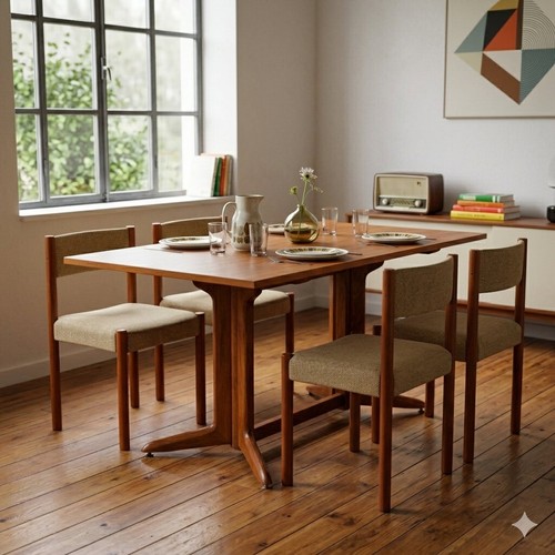 Chaises vintage teck tissu - teck,