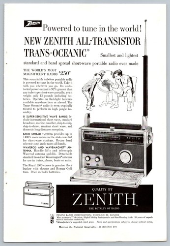 Zenith 1958 magazine - zenith,