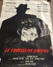 POSTER ORIGINAL DE COLLECTION ENTOILE FILM LE 3e HOMME DE CAROL REED AVEC ORSON