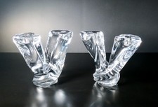 ⚜️ Paire De Chandeliers En Cristal Val Saint Lambert Belgique Époque Années 1960