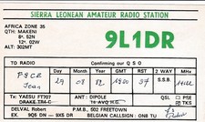 Q58 Carte QSL Radio Amateur Opérateur 9L1DR de Robert DELVAL a MAKENI SIERRA LEO