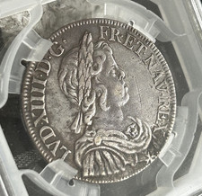 LOUIS XIV Demi écu à la mèche courte 1644, Point, Paris, TTB+